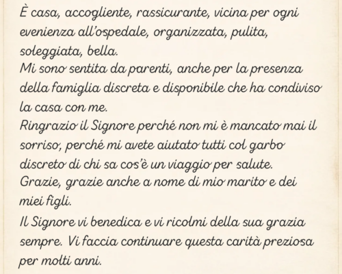 Le Case del Cuore. La testimonianza di un’ospite